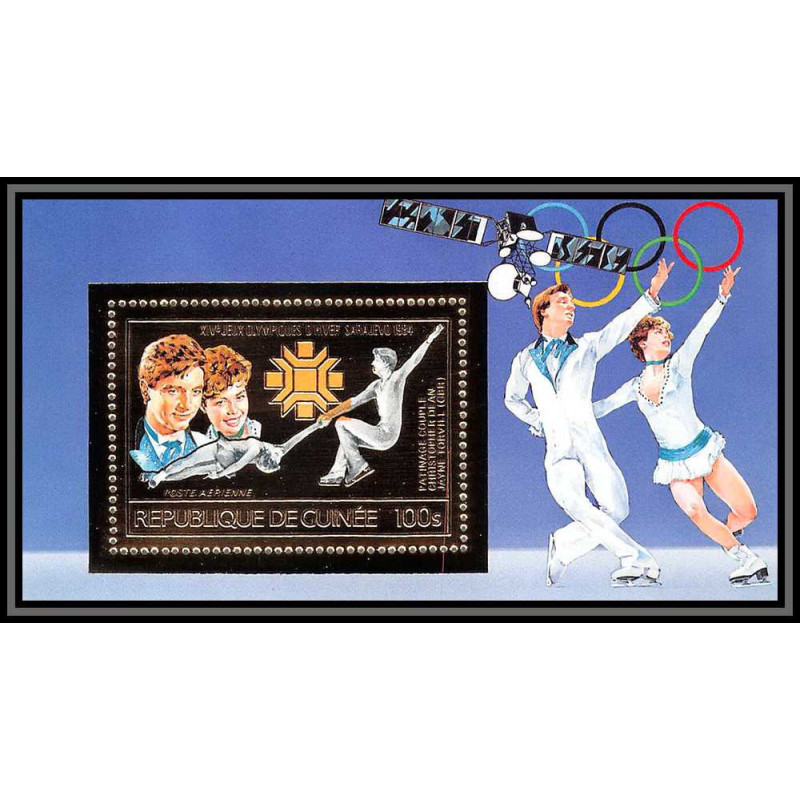 85816/ N°120 A SKATING DEAN TORVILL GBR Sarajevo 1984 jeux olympiques (olympic games) Guinée guinea OR Gold ** MNH