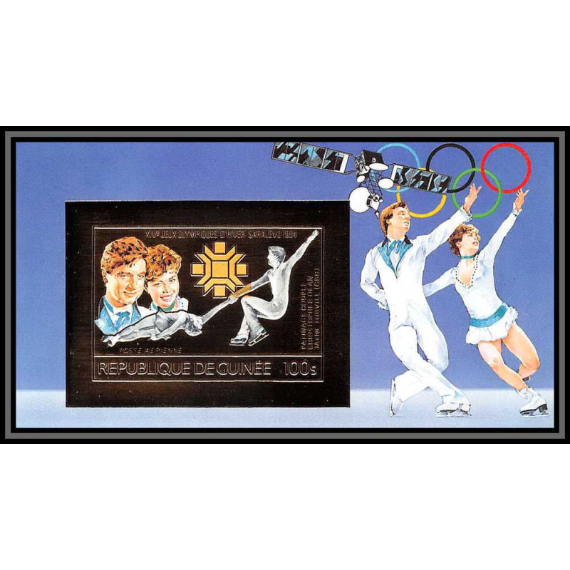 85817 N°120 B SKATING DEAN TORVILL GBR Sarajevo 1984 jeux olympiques (olympic games) Guinée guinea OR Gold ** MNH imperf