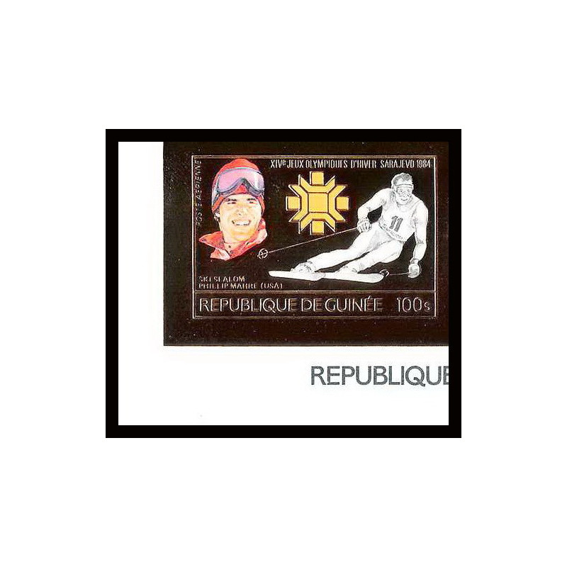 85819b N°1010 B Sarajevo mahre usa 1984 jeux olympiques olympic games Guinée guinea OR Gold ** MNH Non dentelé MNH