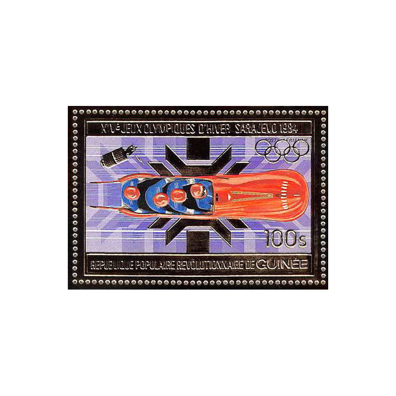 85828b/ N°79 A bobsleigh Sarajevo SKI 1984 jeux olympiques olympic games Guinée guinea OR Gold stamps ** MNH