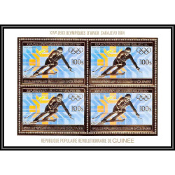 85830/ N°971 A Sarajevo SKI 1984 jeux olympiques olympic games Guinée guinea OR Gold stamps ** MNH bloc 4