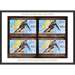 85831/ N°971 B Sarajevo SKI 1984 jeux olympiques olympic games Guinée guinea OR Gold bloc 4 ** MNH Non dentelé imperf