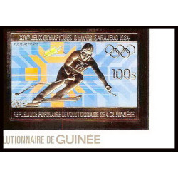 85831b/ N°971 B Sarajevo SKI 1984 jeux olympiques olympic games Guinée guinea OR Gold ** MNH Non dentelé imperf