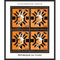 85902/ N°974 A Sarajevo 1984 jeux olympiques (olympic games) skating tchad OR Gold stamps ** MNH bloc 4 