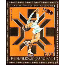 85902b/ N°974 A Sarajevo 1984 jeux olympiques (olympic games) skating tchad OR Gold stamps ** MNH 