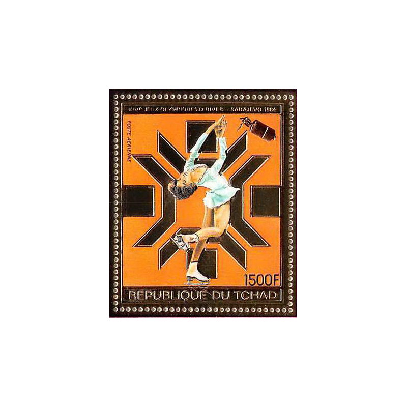 85902b/ N°974 A Sarajevo 1984 jeux olympiques (olympic games) skating tchad OR Gold stamps ** MNH 