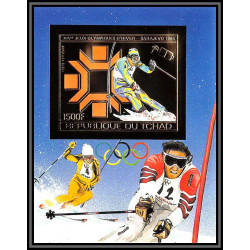 85904/ N°161 B ski slalom Sarajevo 1984 jeux olympiques (olympic games) tchad OR Gold ** MNH Non dentelé imperf