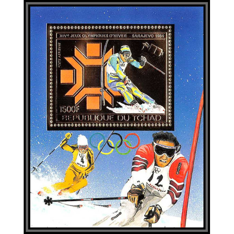 85905/ N°161 A ski slalom Sarajevo 1984 jeux olympiques (olympic games) tchad OR Gold ** MNH 