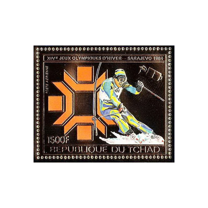 85905b/ N°161 A ski slalom Sarajevo 1984 jeux olympiques (olympic games) tchad OR Gold ** MNH 