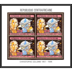 85988/ N°1201 A Christophe Colomb Christopher Columbus centrafricaine OR Gold ** MNH espace space bloc 4 discount