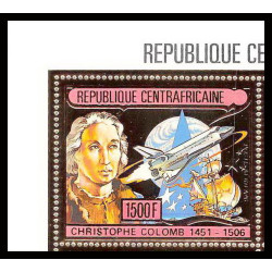 85988a/ N°1201 A Christophe Colomb Christopher Columbus centrafricaine OR Gold ** MNH espace space bloc 4 discount