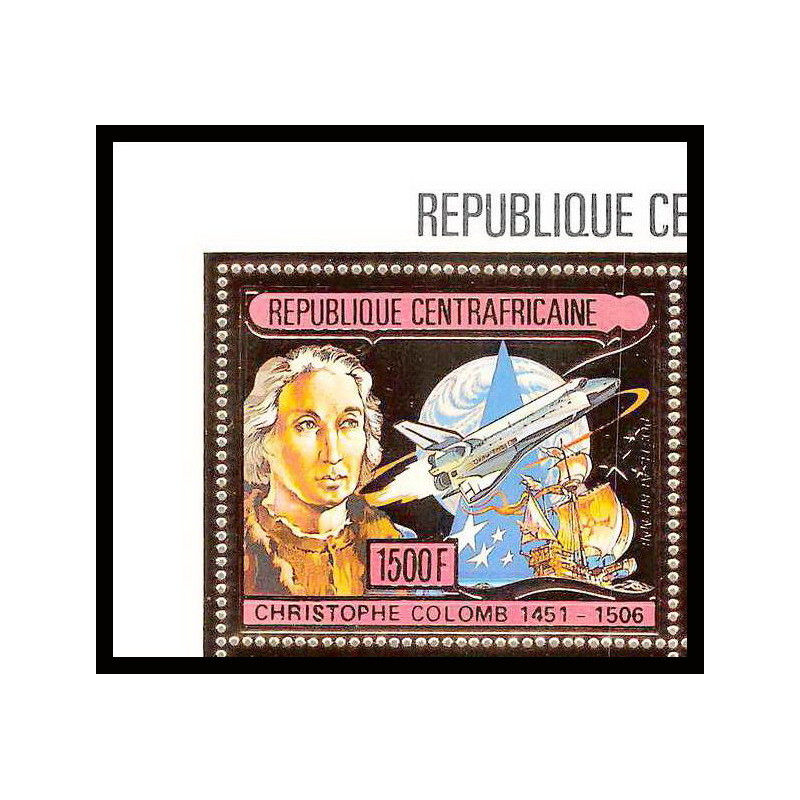 85988a/ N°1201 A Christophe Colomb Christopher Columbus centrafricaine OR Gold ** MNH espace space bloc 4 discount