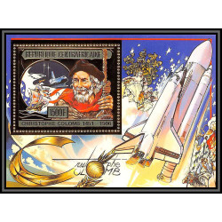 85991/ N°372 A Christophe Colomb Christopher Columbus centrafricaine OR Gold ** MNH espace space 