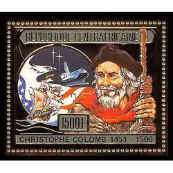 85991b/ N°372 A Christophe Colomb Christopher Columbus centrafricaine OR Gold ** MNH espace space 
