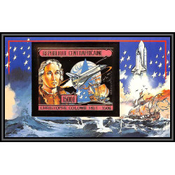 85993/ N°371 B Christophe Colomb Christopher Columbus centrafricaine OR Gold ** MNH espace space Non dentelé imperf