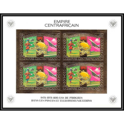 85995/ N°547 B UPU concorde avion plane centrafrique centrafricaine OR Gold stamps ** MNH Non dentelé imperf bloc 4