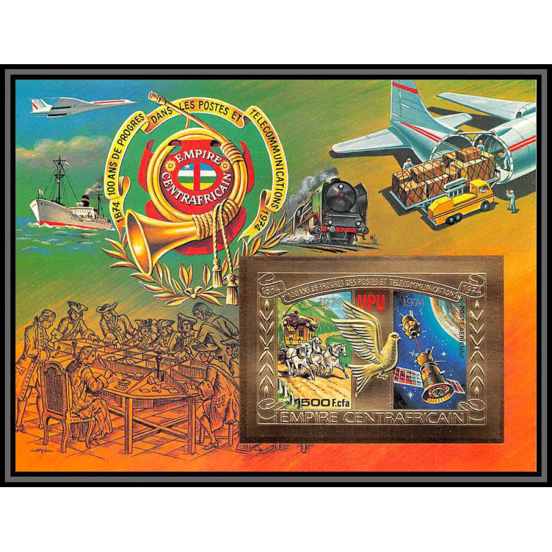 85998/ N°31 B UPU concorde avion plane espace (space) train ship centrafricaine OR Gold ** MNH Non dentelé imperf