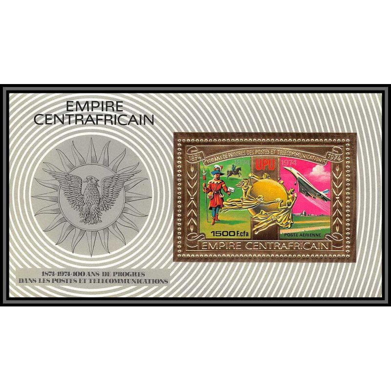 85999/ N°30 A UPU concorde avion plane cheval horse centrafrique centrafricaine OR Gold stamps ** MNH cote 55 euros