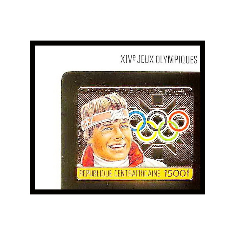 86053b 1069 B Max Julen suisse Sarajevo jeux olympiques olympic games 1984 centrafricaine OR Gold MNH Non dentelé imperf