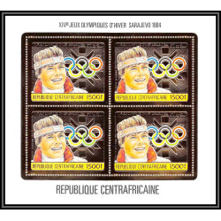 86054/ N°1069 A Max Julen suisse Sarajevo jeux olympiques olympic games 1984 centrafricaine OR Gold MNH bloc 4 discount