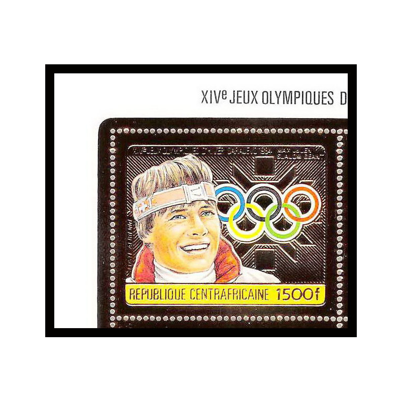 86054b/ N°1069 A Max Julen suisse Sarajevo jeux olympiques olympic games 1984 centrafricaine OR Gold MNH 