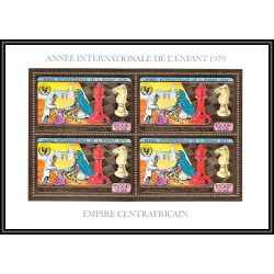 86059/ N°613 A echecs chess unicef hild year 1979 centrafrique centrafricaine OR Gold stamps ** MNH bloc 4 discount