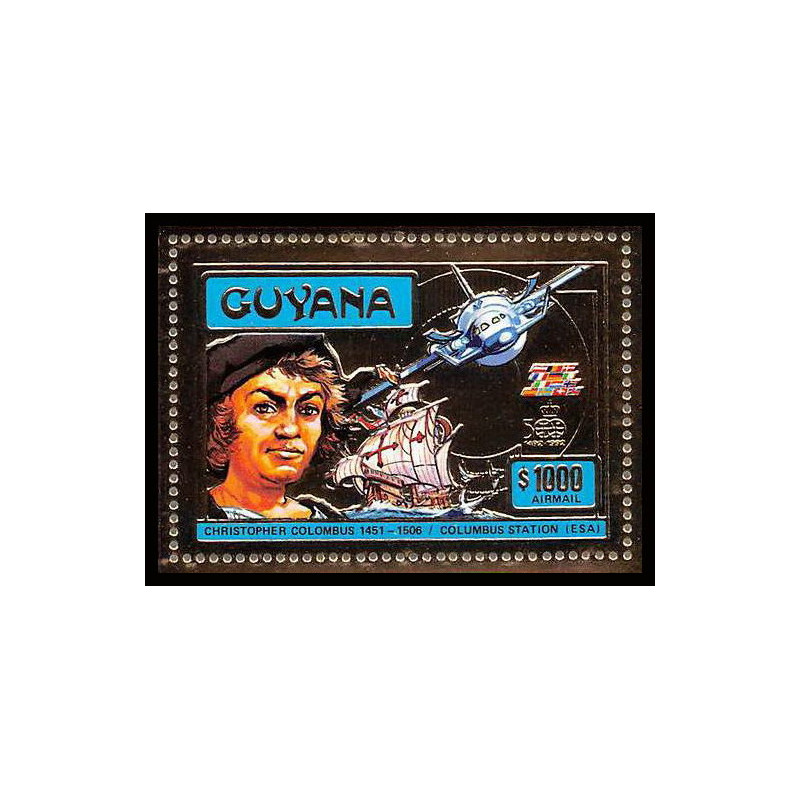 86147c/ Guyana Mi N°230 A Christophe colomb colombo colombus colon station espace (space) OR gold ** MNH 1992