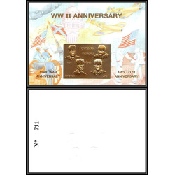 86202/ Guyana Mi N°397 OR gold ** MNH apollo 11 and world war 2 anniversary espace (space) churchill kennedy armstrong