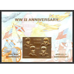 86202/ Guyana Mi N°397 OR gold ** MNH apollo 11 and world war 2 anniversary espace (space) churchill kennedy armstrong