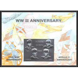 86202c Guyana Mi N°397/398 silver gold or argen apollo 11 espace space churchill kennedy armstrong lincoln 1994 numéroté
