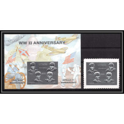86203b Guyana Mi 4521 N°397/398 silver gold or apollo 11 espace space churchill kennedy armstrong lincoln 1994 numéroté