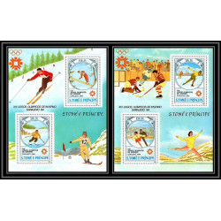 86219 sao tome s tome e principe Mi N°143/146 jeux olympiques olympic games 1984 sarajevo ** MNH skating ski jump