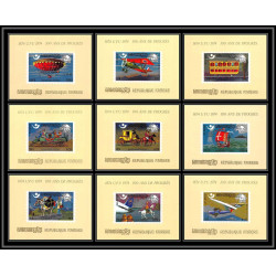 86235a Mi N°433/441 116/124 UPU concorde train avion 1974 /1975 deluxe miniature sheets ** MNH khmère Cambodia cambodge