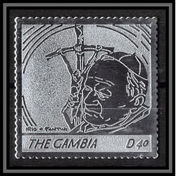 86254 Gambie gambia - Mi N°5563 pape jean paul 2 religion Christianism christianisme silver argent ** MNH pope 2005 