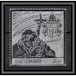 86256d Gambie gambia - Mi N°5566 pape jean paul 2 religion Christianism christianisme silver argent ** MNH pope 2005 