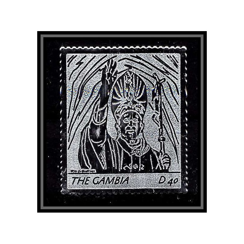 86256e Gambie gambia - Mi N°5565 pape jean paul 2 religion Christianism christianisme silver argent ** MNH pope 2005 