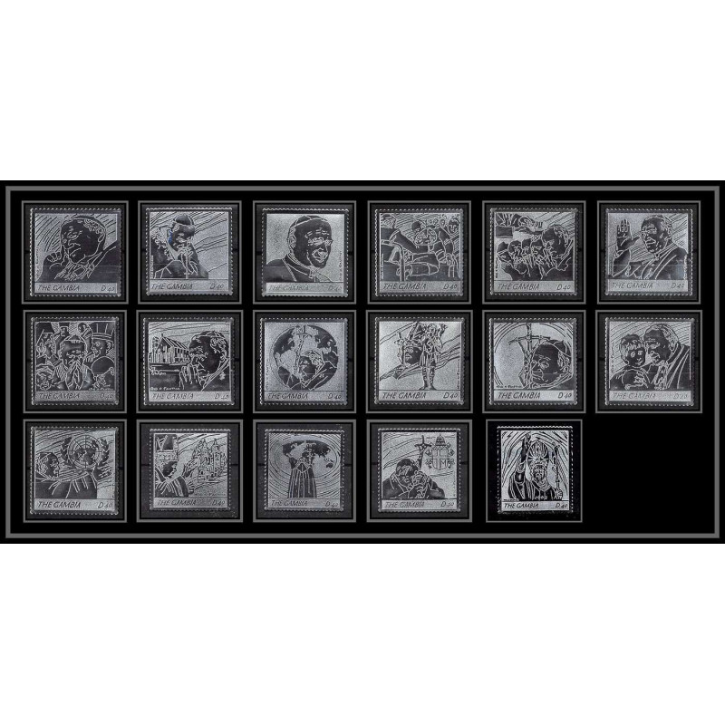 86257 Gambie gambia Lot 17 timbres Mi N°5548/5568 pape pope jean paul 2 religion Christianism silver argent ** MNH 2005