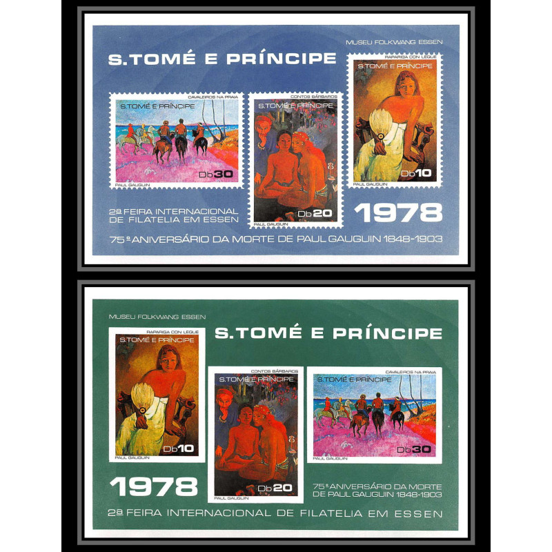 86414 sao tome e principe Mi BF N°15/16 Paul gauguin 1848/1903 essen museum Tableau (Painting) 1978 cote 22 euros ** MNH