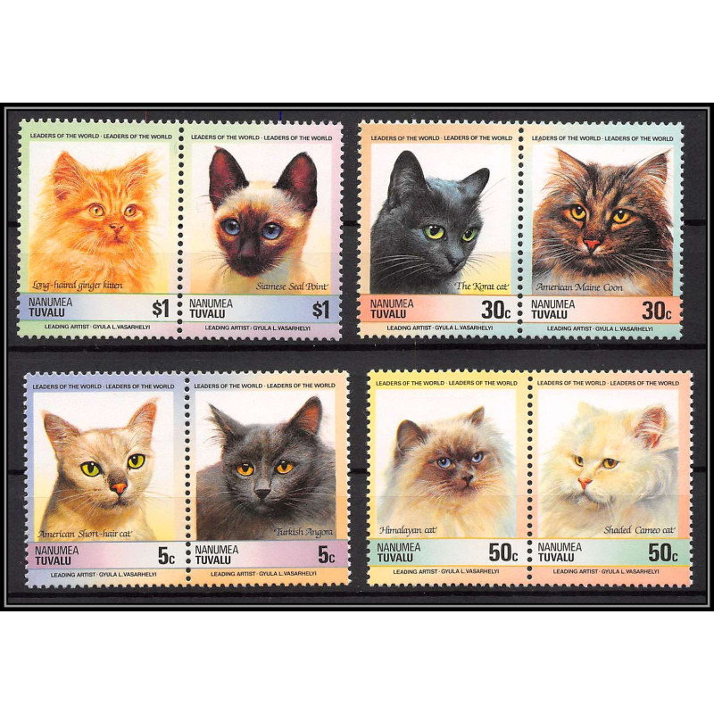 86422 nanumea tuvalu mi 47/52 A chat cat cats chats ** MNH 1985 korat siamese ginger maine coon turkish himalayan