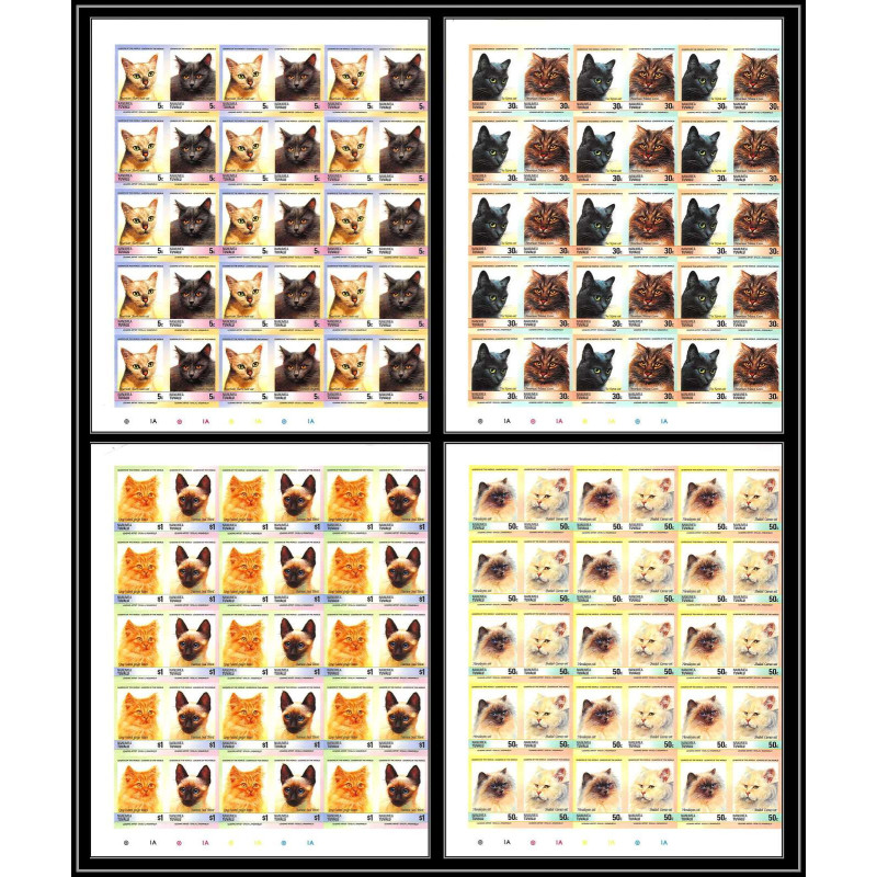 86423d nanumea tuvalu mi 47/52 B chat cat cats chats ** MNH 1985 siamese turkish himalayan Non dentelé imperf bloc de 15
