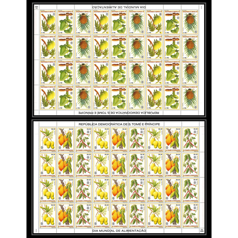 86425g sao tome e principe mi 744/749 A fruits fruts 1981 ananas café cacao mangue fdc coffee mango ** MNH feuille sheet