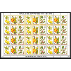 86425g sao tome e principe mi 744/749 A fruits fruts 1981 ananas café cacao mangue fdc coffee mango ** MNH feuille sheet