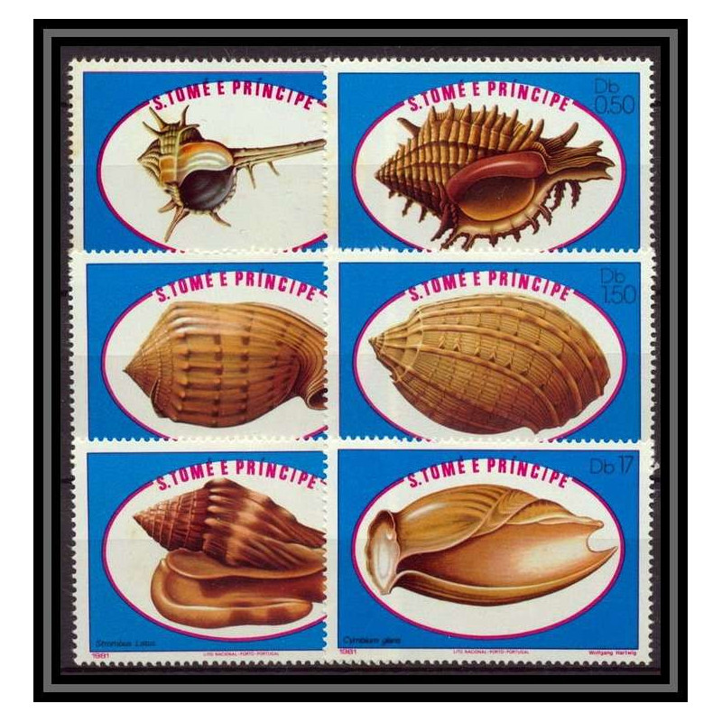 86428 sao tome e principe mi 680/685 A coquillages shells 1981  ** MNH cote 14 euros