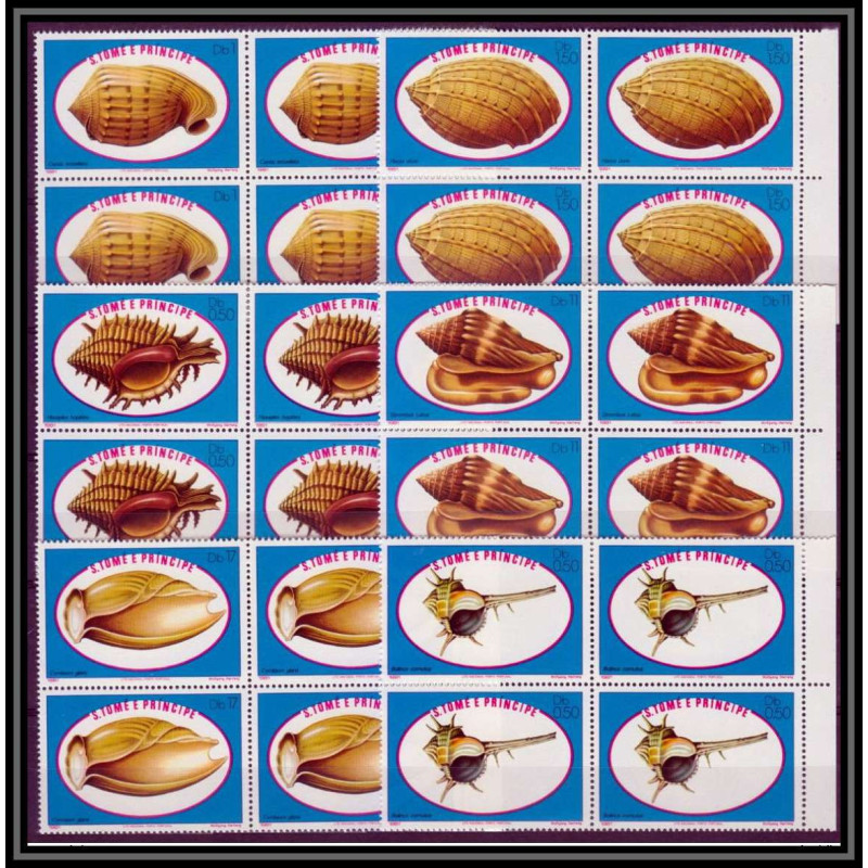 86428b sao tome e principe mi 680/685 A coquillages shells 1981  ** MNH cote 56 euros bloc de 4