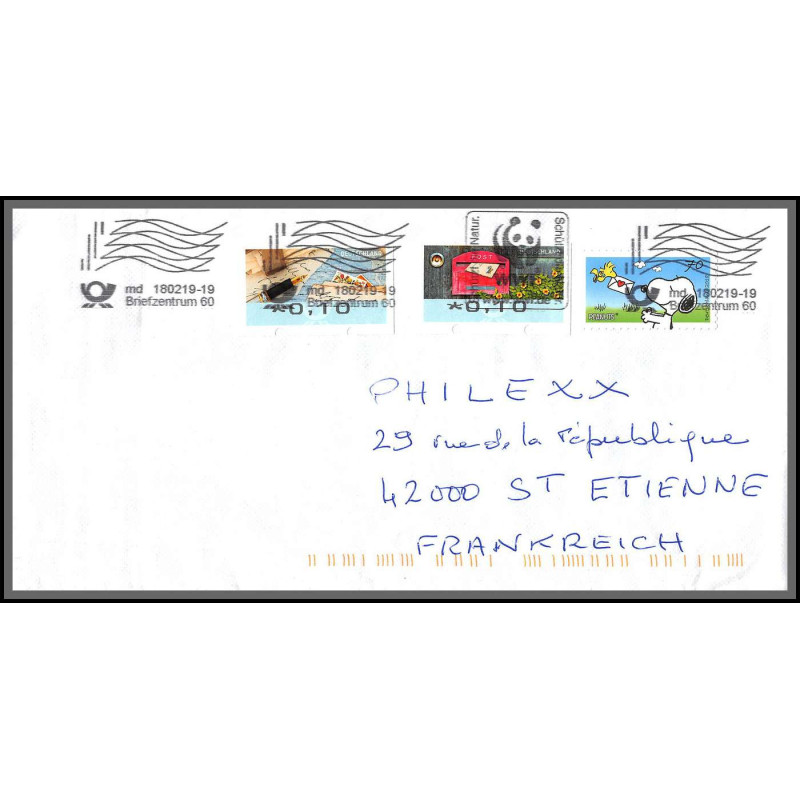 96003 allemagne germany lettre cover bel affranchissement snoopy peanuts 2019 pour st etienne loire