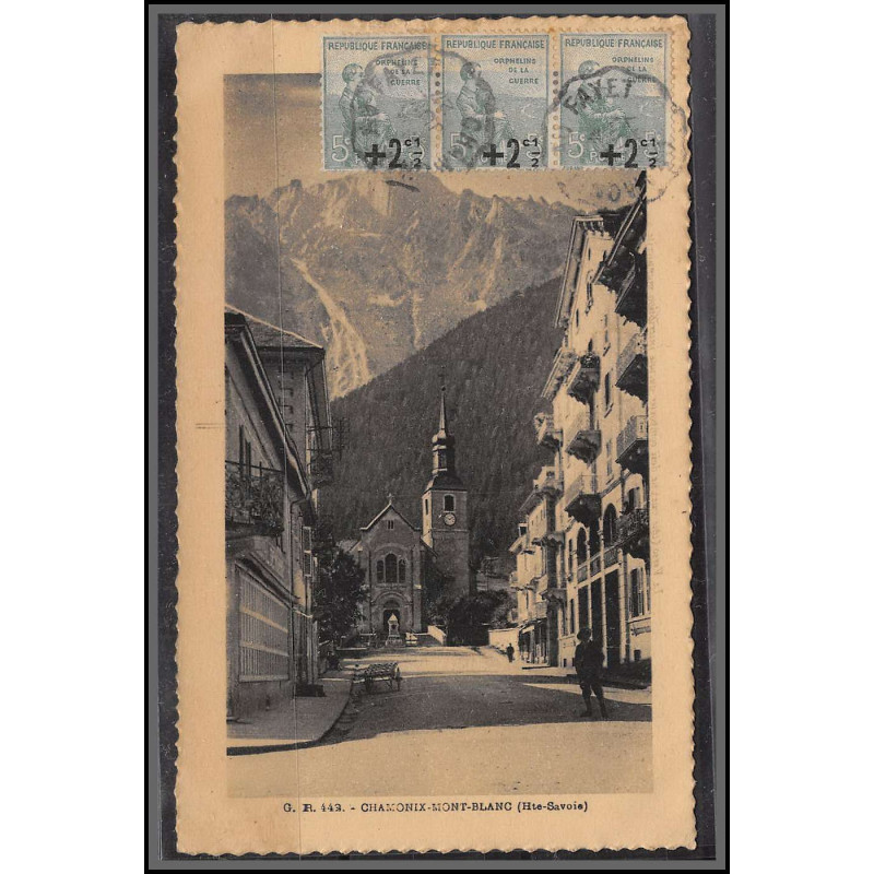 96148 N°163 bande de 3 convoyeur fayet 1927 orphelins de guerre carte postale mont blanc chamonix postcard France
