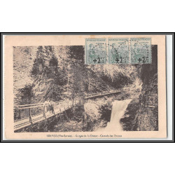 96149 N°163 bande de 3 servoz gorges diozaz 1927 haute savoie orphelins de guerre carte postale postcard France