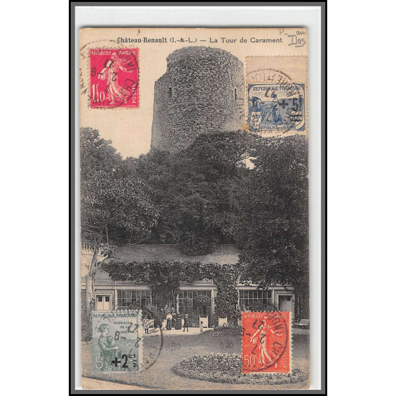 96184 N°164 165 238 semeuse chateau renault 1924 tour de carament orphelins de guerre carte postale postcard France