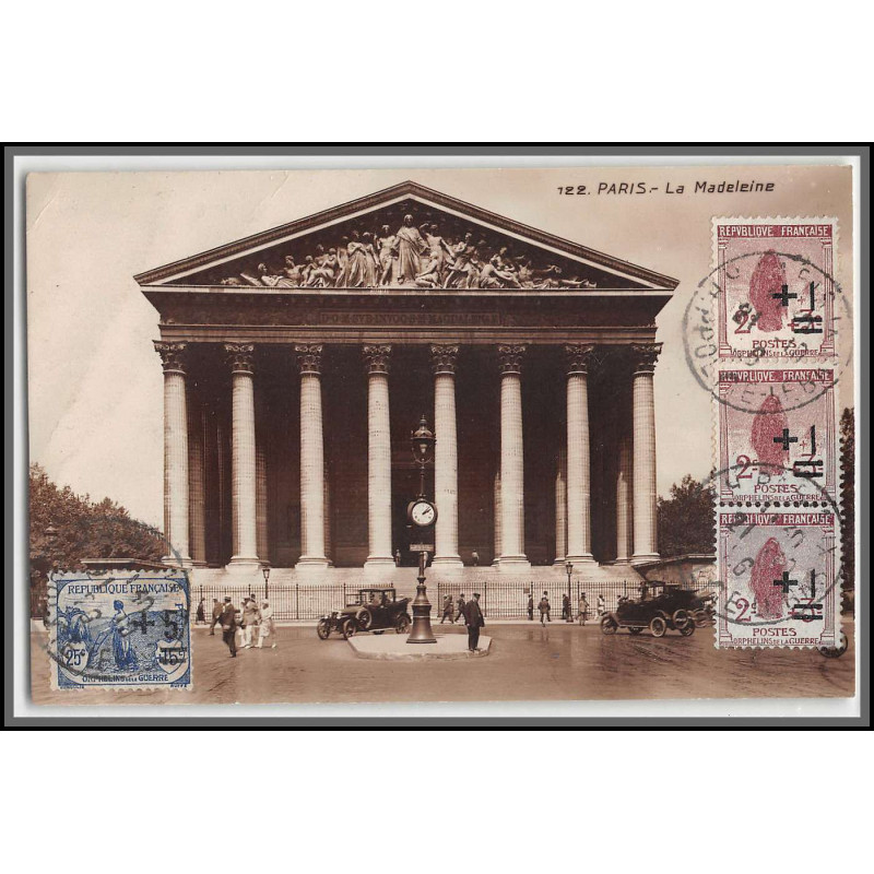 96186 N°162 bande de 3 165 paris madeleine eindhoven nederland 1926 orphelins de guerre carte postale photo france