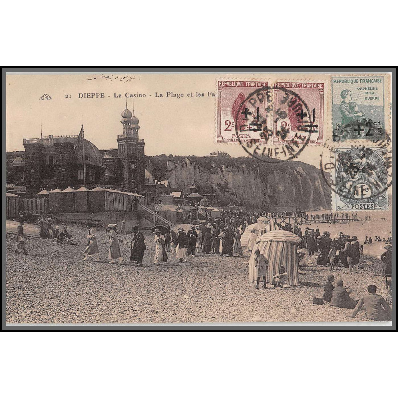 96190 N°162 163 type blanc dieppe le casino 1924 orphelins de guerre carte postale postcard France